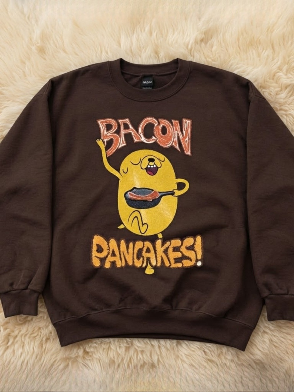 Gildan Dark Chocolate'Bacon Pancakes' Graphic Crewneck Sweater